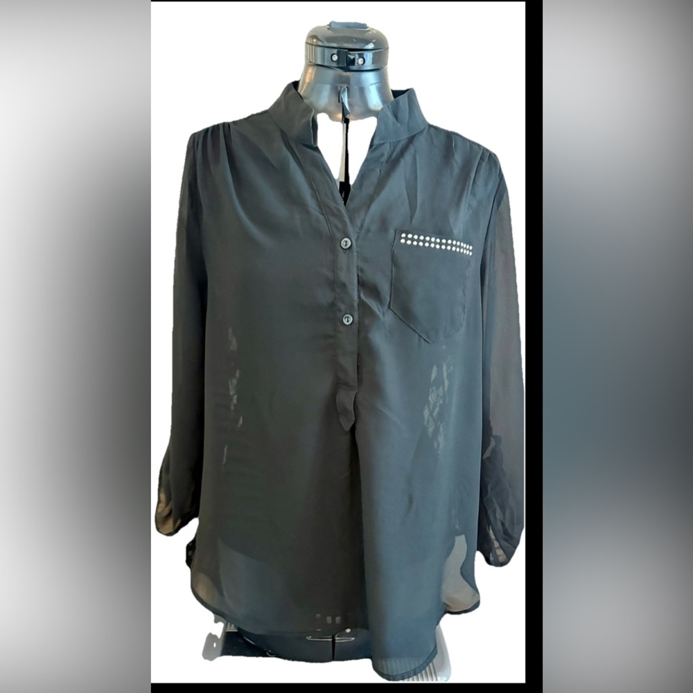 Penelope Project Women’s Black Sheer Lace Blouse Size Large